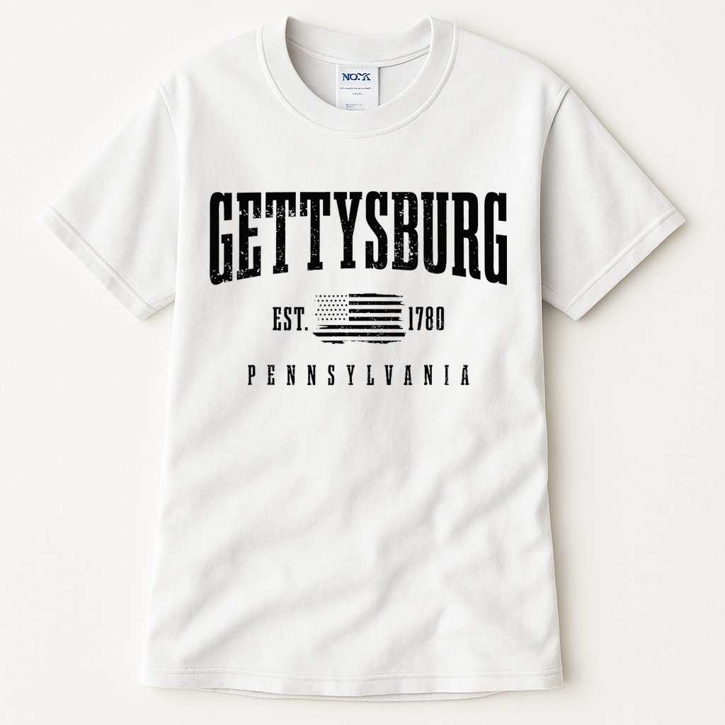 Gettysburg Pennsylvania 1780 Vintage American Flag Patriotic Tall T-Shirt