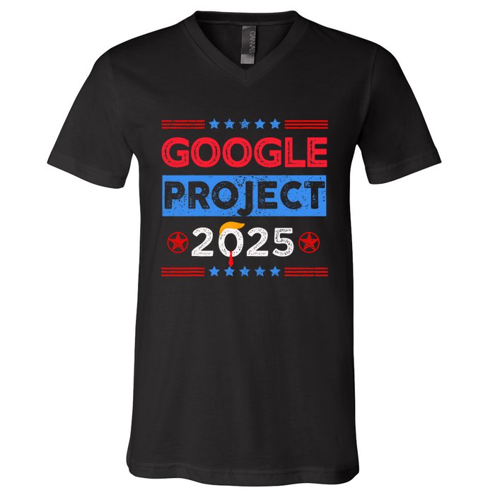 Google Project 2025 Retro V-Neck T-Shirt