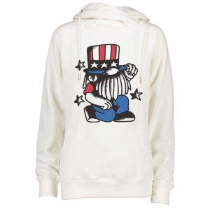 Gnome Patriot 4th Of July Womens Funnel Neck Pullover Hood