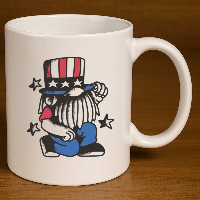 Gnome Patriot 4th Of July 11oz C Handle Ceramic Mug