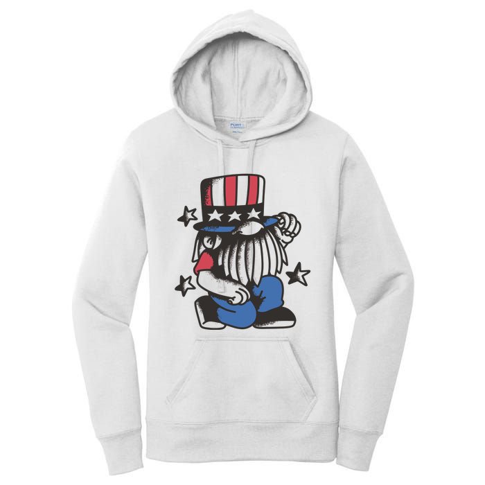 Gnome Patriot 4th Of July Women's Pullover Hoodie