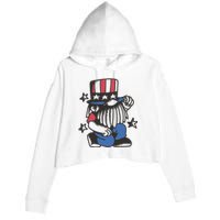 Gnome Patriot 4th Of July Crop Fleece Hoodie