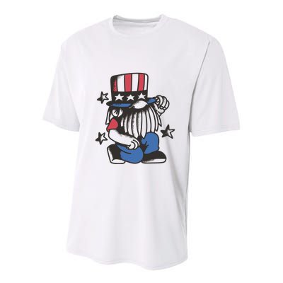 Gnome Patriot 4th Of July Youth Performance Sprint T-Shirt