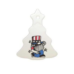 Gnome Patriot 4th Of July Ceramic Tree Ornament