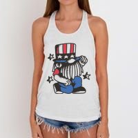 Gnome Patriot 4th Of July Women's Knotted Racerback Tank