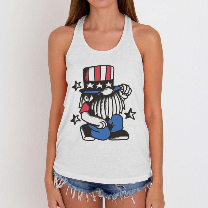 Gnome Patriot 4th Of July Women's Knotted Racerback Tank