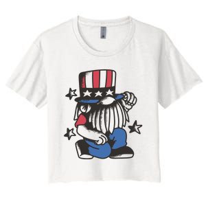 Gnome Patriot 4th Of July Women's Crop Top Tee