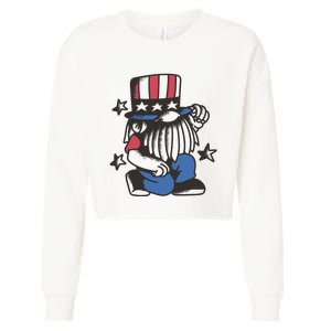 Gnome Patriot 4th Of July Cropped Pullover Crew