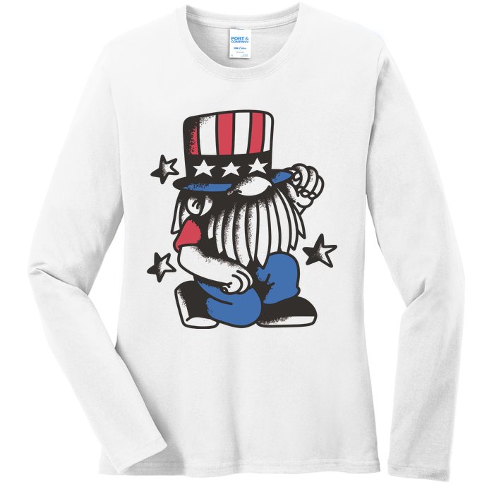 Gnome Patriot 4th Of July Ladies Long Sleeve Shirt