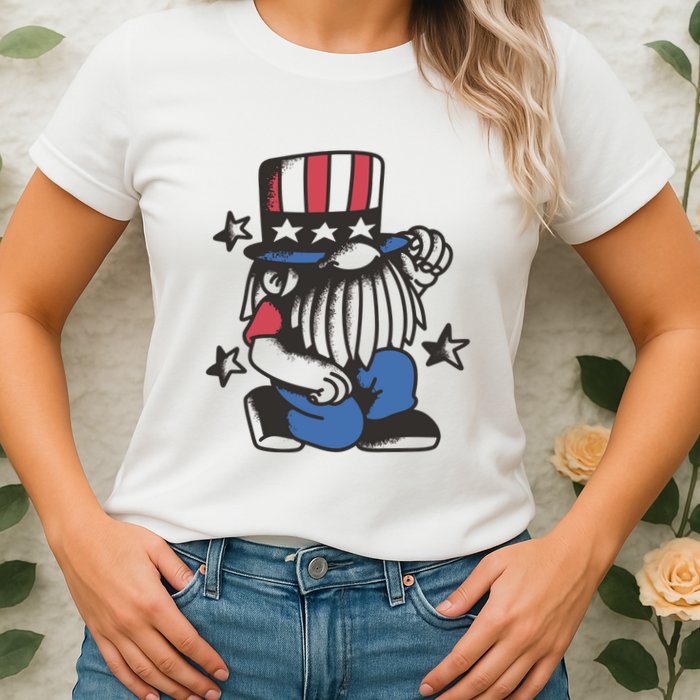 Gnome Patriot 4th Of July Womens T-Shirt