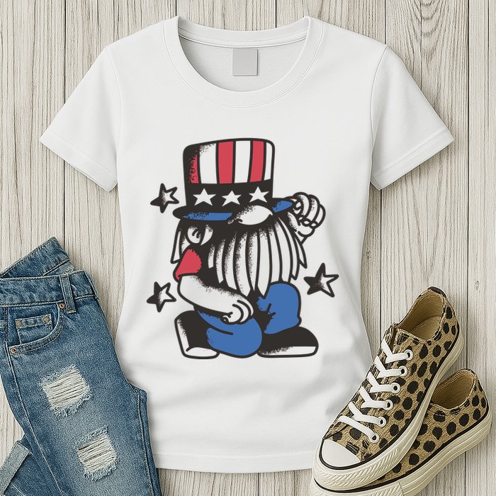 Gnome Patriot 4th Of July Womens T-Shirt
