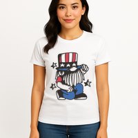 Gnome Patriot 4th Of July Womens T-Shirt