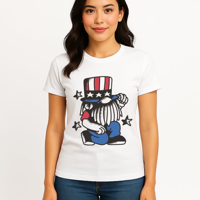 Gnome Patriot 4th Of July Womens T-Shirt
