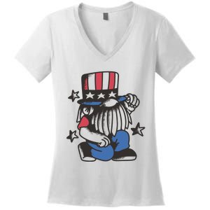 Gnome Patriot 4th Of July Women's V-Neck T-Shirt