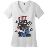 Gnome Patriot 4th Of July Women's V-Neck T-Shirt