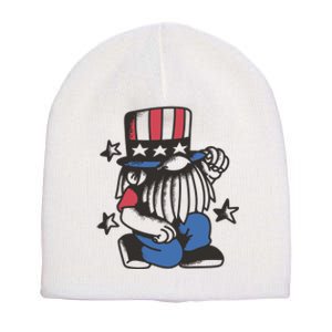 Gnome Patriot 4th Of July Short Acrylic Beanie