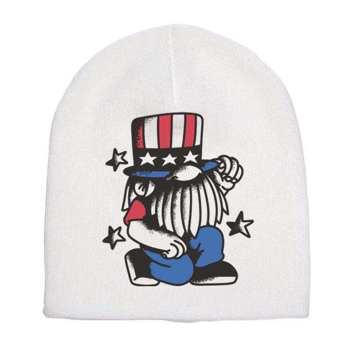 Gnome Patriot 4th Of July Short Acrylic Beanie