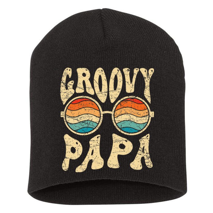 Groovy Papa 70s Aesthetic Nostalgia 1970's Retro Groovy Dad Short Acrylic Beanie