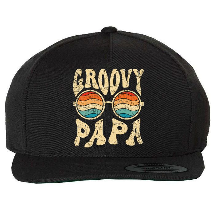 Groovy Papa 70s Aesthetic Nostalgia 1970's Retro Groovy Dad Wool Snapback Cap