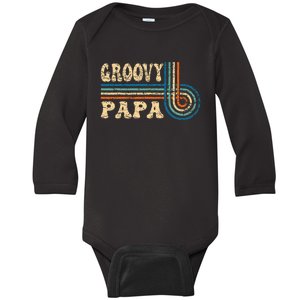 Groovy Papa 70s Aesthetic Nostalgia 1970S Retro Groovy Dad Baby Long Sleeve Bodysuit