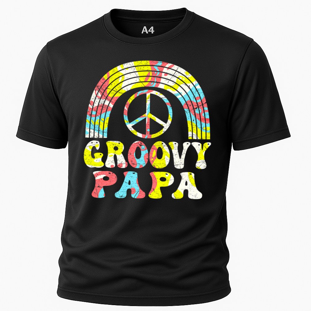 Groovy Papa 70s Aesthetic Nostalgia 1970s Retro Groovy Dad Cooling Performance Crew T-Shirt