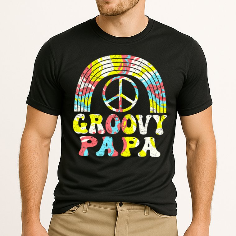 Groovy Papa 70s Aesthetic Nostalgia 1970s Retro Groovy Dad Cooling Performance Crew T-Shirt