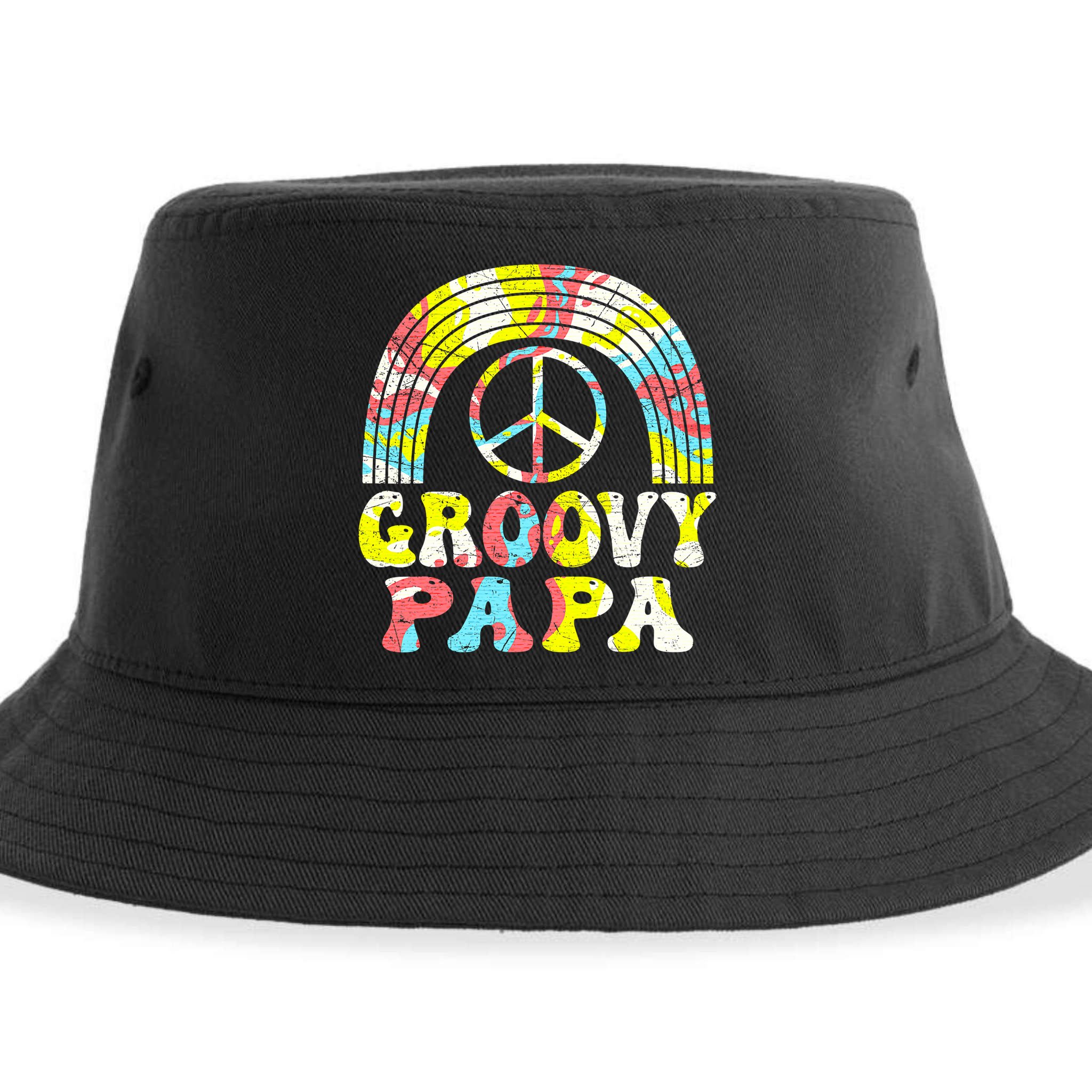 Groovy Papa 70s Aesthetic Nostalgia 1970s Retro Groovy Dad Sustainable Bucket Hat