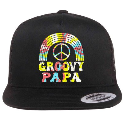 Groovy Papa 70s Aesthetic Nostalgia 1970s Retro Groovy Dad Flat Bill Trucker Hat
