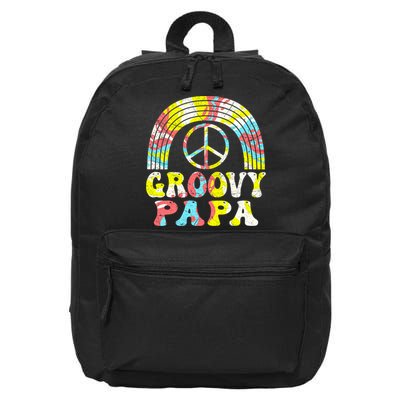 Groovy Papa 70s Aesthetic Nostalgia 1970s Retro Groovy Dad 16 in Basic Backpack