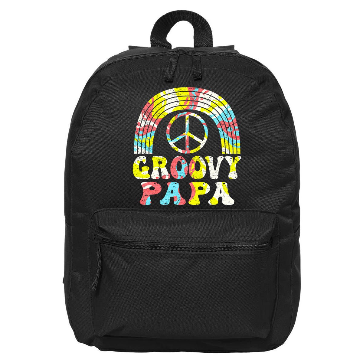 Groovy Papa 70s Aesthetic Nostalgia 1970s Retro Groovy Dad 16 in Basic Backpack