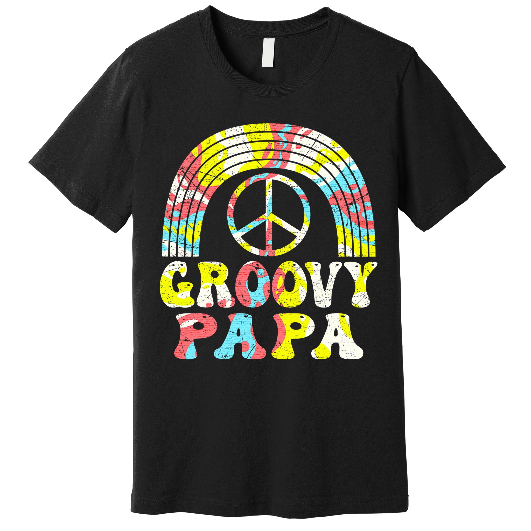 Groovy Papa 70s Aesthetic Nostalgia 1970s Retro Groovy Dad Premium T-Shirt