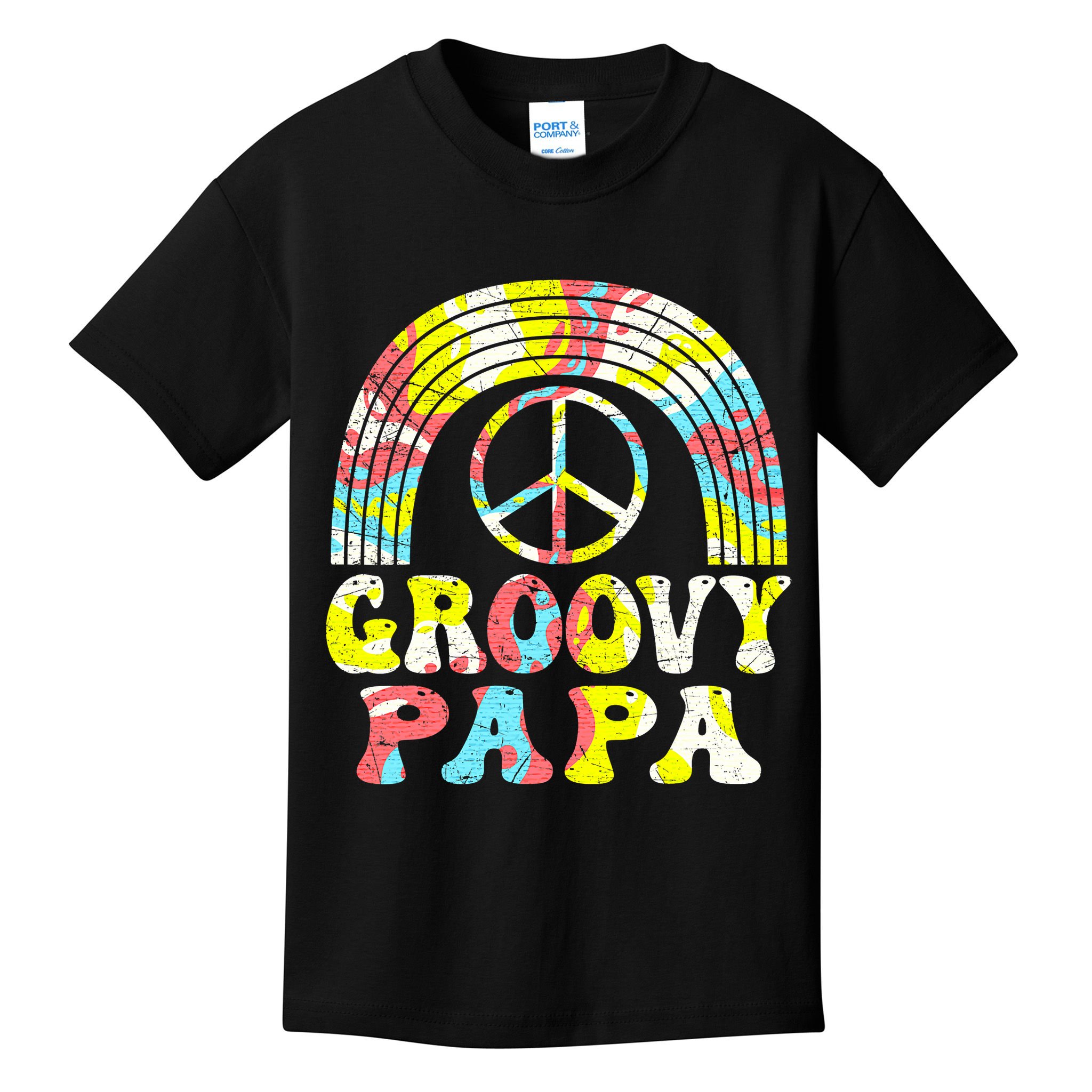 Groovy Papa 70s Aesthetic Nostalgia 1970s Retro Groovy Dad Kids T-Shirt