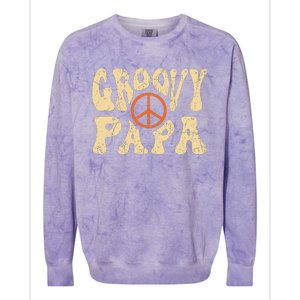 Groovy Papa 70s Aesthetic Nostalgia 1970's Retro Dad Colorblast Crewneck Sweatshirt