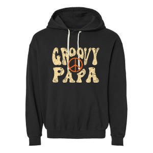 Groovy Papa 70s Aesthetic Nostalgia 1970's Retro Dad Garment-Dyed Fleece Hoodie