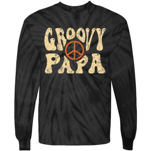 Groovy Papa 70s Aesthetic Nostalgia 1970's Retro Dad Tie-Dye Long Sleeve Shirt