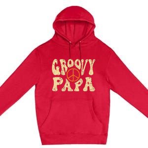 Groovy Papa 70s Aesthetic Nostalgia 1970's Retro Dad Premium Pullover Hoodie