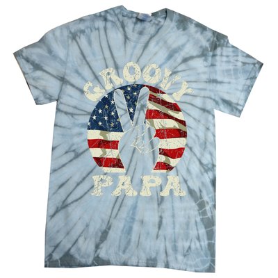 Groovy Papa 70s Aesthetic USA Flag Groovy Dad Tie-Dye T-Shirt