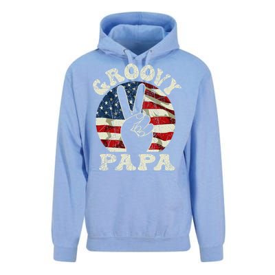 Groovy Papa 70s Aesthetic USA Flag Groovy Dad Unisex Surf Hoodie