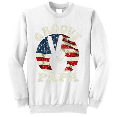 Groovy Papa 70s Aesthetic USA Flag Groovy Dad Sweatshirt