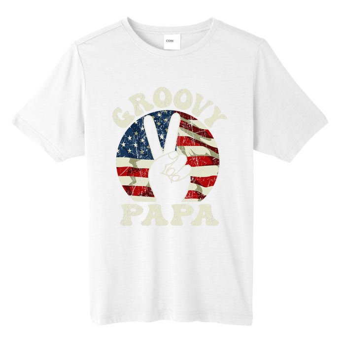 Groovy Papa 70s Aesthetic USA Flag Groovy Dad Tall Fusion ChromaSoft Performance T-Shirt