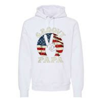 Groovy Papa 70s Aesthetic USA Flag Groovy Dad Premium Hoodie