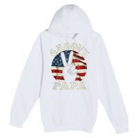 Groovy Papa 70s Aesthetic USA Flag Groovy Dad Premium Pullover Hoodie