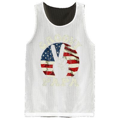 Groovy Papa 70s Aesthetic USA Flag Groovy Dad Mesh Reversible Basketball Jersey Tank