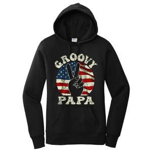 Groovy Papa 70s Aesthetic USA Flag Groovy Dad Women's Pullover Hoodie