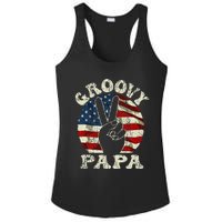 Groovy Papa 70s Aesthetic USA Flag Groovy Dad Ladies PosiCharge Competitor Racerback Tank