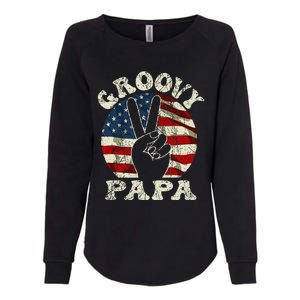 Groovy Papa 70s Aesthetic USA Flag Groovy Dad Womens California Wash Sweatshirt