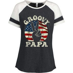 Groovy Papa 70s Aesthetic USA Flag Groovy Dad Enza Ladies Jersey Colorblock Tee