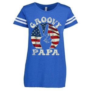 Groovy Papa 70s Aesthetic USA Flag Groovy Dad Enza Ladies Jersey Football T-Shirt