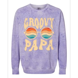 Groovy Papa 70s Aesthetic Nostalgia 1970S Retro Groovy Dad Colorblast Crewneck Sweatshirt