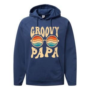 Groovy Papa 70s Aesthetic Nostalgia 1970S Retro Groovy Dad Performance Fleece Hoodie